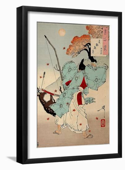 Joganden No Tsuki - Minamoto No Tsunemoto, One Hundred Aspects of the Moon-Yoshitoshi Tsukioka-Framed Premium Giclee Print