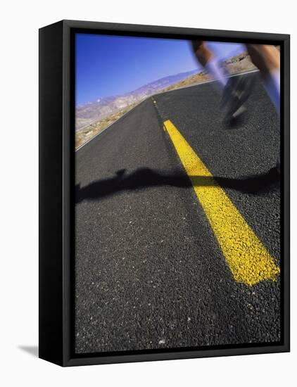 Jogger on Desert Road-Mitch Diamond-Framed Stretched Canvas