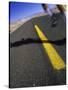 Jogger on Desert Road-Mitch Diamond-Stretched Canvas