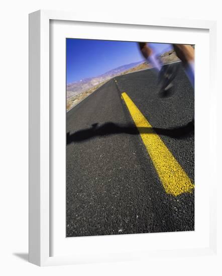 Jogger on Desert Road-Mitch Diamond-Framed Photographic Print