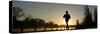 Jogger Silhouetted Against the Rising Sun as He Runs Past the Serpentine Lake in Hyde Park, London-null-Stretched Canvas