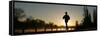 Jogger Silhouetted Against the Rising Sun as He Runs Past the Serpentine Lake in Hyde Park, London-null-Framed Stretched Canvas