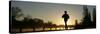 Jogger Silhouetted Against the Rising Sun as He Runs Past the Serpentine Lake in Hyde Park, London-null-Stretched Canvas