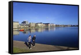 Joggers Along Sortedams So (Sortedams Lake), Copenhagen, Denmark, Scandinavia, Europe-Simon Montgomery-Framed Stretched Canvas