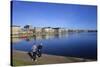 Joggers Along Sortedams So (Sortedams Lake), Copenhagen, Denmark, Scandinavia, Europe-Simon Montgomery-Stretched Canvas