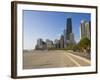 Joggers and Cyclists on Lake Michigan Shore, Oak Street Beach, Chicago, Illinois, USA-Amanda Hall-Framed Photographic Print