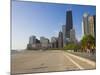 Joggers and Cyclists on Lake Michigan Shore, Oak Street Beach, Chicago, Illinois, USA-Amanda Hall-Mounted Photographic Print