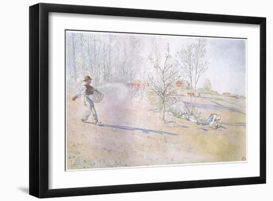 Johan Carried the Oats in a Big Open Bag Fastened by Straps-Carl Larsson-Framed Giclee Print