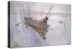 Johan Catching a Fine Pike-Carl Larsson-Stretched Canvas