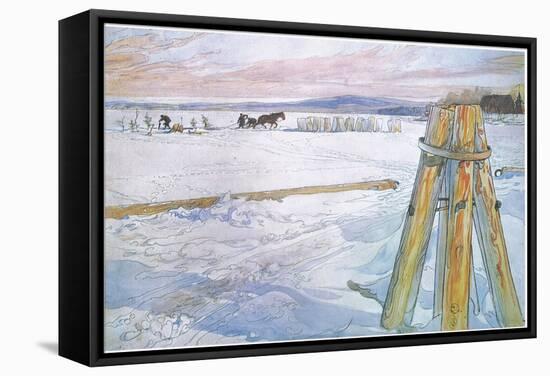 Johan Fetched Brunte (Horse) to Collect Blocks of Ice-Carl Larsson-Framed Stretched Canvas