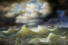 Steamboat on Stormy Water-Johan Knutson-Framed Giclee Print