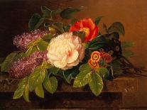 Roses in a Basket Beside a Rose Bush, 1846-Johan Laurentz Jensen-Giclee Print