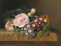 Peonies, Lilac and Primulae on a Marble Ledge-Johan Laurents Jensen-Giclee Print