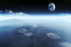 Conceptual Artwork of Mankind Exploring Space and Alien Planets. Footprints are the Evidence Left B-Johan Swanepoel-Art Print