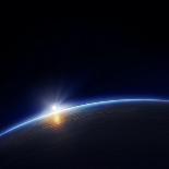 Planet Earth Sunrise over Cloudy Ocean from Outer Space (3D Artwork)-Johan Swanepoel-Art Print