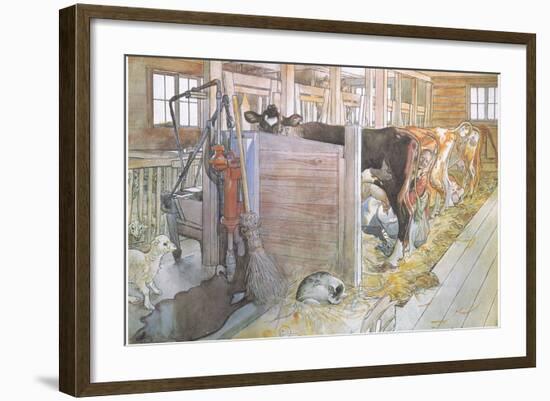 Johana Milking the Cows-Carl Larsson-Framed Giclee Print