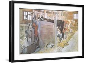 Johana Milking the Cows-Carl Larsson-Framed Giclee Print