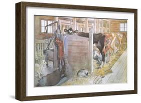 Johana Milking the Cows-Carl Larsson-Framed Giclee Print