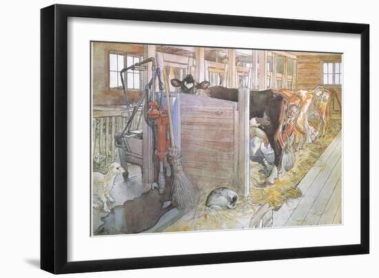 Johana Milking the Cows-Carl Larsson-Framed Giclee Print