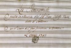 Frontispiece of Handwritten Music Score of Semiramis Recognized-Johann Adolf Hasse-Giclee Print