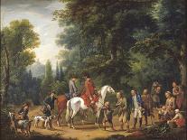 Landscape with Huntsmen and Beggars-Johann Andreas Herrlein-Stretched Canvas