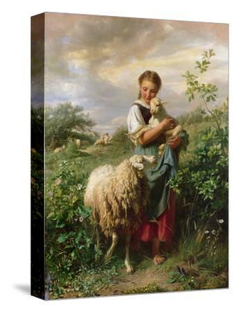 Johann Baptist Hofner Girl Sheep and Lamb /"The Young Shepherdess/"