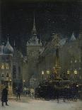 Marienplatz (Mary's Square) in Munich During a Winter Night, 1890-Johann Friedrich Hennings-Mounted Giclee Print