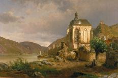 Rhine Landscape with Werner Chapel Near Oberwesel-Johann G Pulian-Stretched Canvas