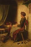 Young Girl Standing in a Doorway Knitting, 1863-Johann Georg Meyer von Bremen-Giclee Print