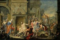 Fountain scene in front of a palace, c.1730-Johann Georg Platzer-Giclee Print