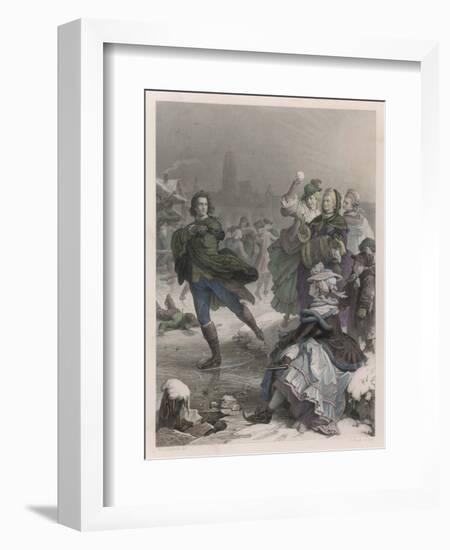 Johann Goethe Goethe Ice-Skating in Frankfurt Germany-J.l. Raab-Framed Art Print