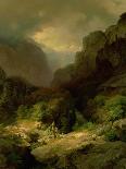 Landscape with Waterfall, 1861-Johann Gottfried Steffan-Stretched Canvas