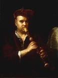 Portrait of a Man Playing a Recorder-Johann Kupetzkty-Framed Stretched Canvas