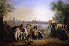 Figures by a River, Lima Beyond, 1843-Johann Moritz Rugendas-Framed Stretched Canvas