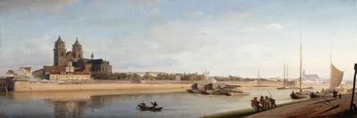 Magdeburg on the Banks of the River Elbe - View from the East to the West; Magdeburg an Der Elbe;…-Johann Philipp Eduard Gartner-Mounted Giclee Print