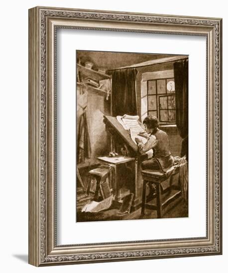 Johann Sebastian Bach Copying Out Music by Moonlight-null-Framed Giclee Print