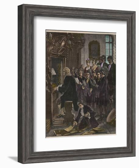 Johann Sebastian Bach Playing the Organ at the St. Thomas School-Stefano Bianchetti-Framed Giclee Print