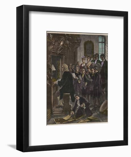 Johann Sebastian Bach Playing the Organ at the St. Thomas School-Stefano Bianchetti-Framed Giclee Print