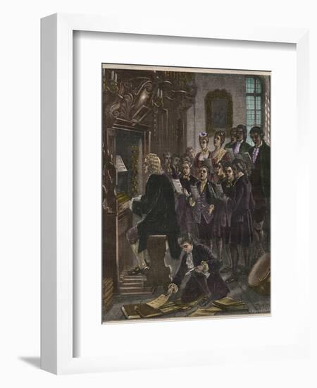 Johann Sebastian Bach Playing the Organ at the St. Thomas School-Stefano Bianchetti-Framed Giclee Print