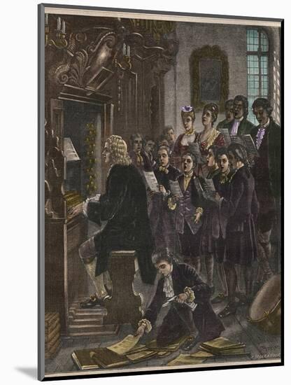 Johann Sebastian Bach Playing the Organ at the St. Thomas School-Stefano Bianchetti-Mounted Giclee Print