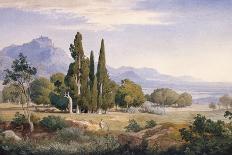 Italian Landscape - view to south from the Serpentera to the Alban Hills with the Monte Artemisio-Johann Wilhelm Schirmer-Giclee Print