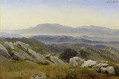 Italian Landscape - view to south from the Serpentera to the Alban Hills with the Monte Artemisio-Johann Wilhelm Schirmer-Giclee Print