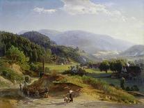 Italian Landscape - view to south from the Serpentera to the Alban Hills with the Monte Artemisio-Johann Wilhelm Schirmer-Giclee Print