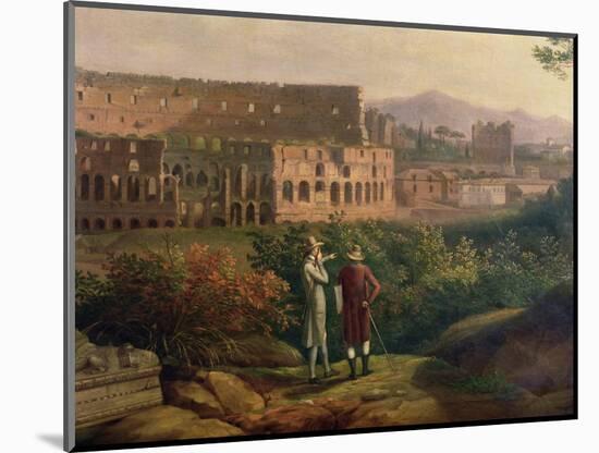 Johann Wolfgang Von Goethe (1749-1832) Visiting the Colosseum in Rome, circa 1790-Jacob-Philippe Hackert-Mounted Giclee Print