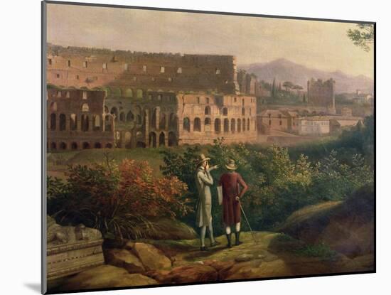 Johann Wolfgang Von Goethe (1749-1832) Visiting the Colosseum in Rome, circa 1790-Jacob-Philippe Hackert-Mounted Giclee Print