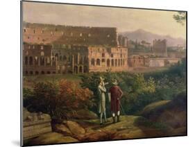 Johann Wolfgang Von Goethe (1749-1832) Visiting the Colosseum in Rome, circa 1790-Jacob-Philippe Hackert-Mounted Giclee Print