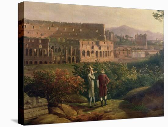 Johann Wolfgang Von Goethe (1749-1832) Visiting the Colosseum in Rome, circa 1790-Jacob-Philippe Hackert-Stretched Canvas