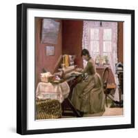 Johanne Wilde, the Artist's Wife, at Her Loom-Laurits Andersen Ring-Framed Giclee Print