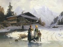 Frozen Winter Landscape-Johannes Bartholomaus Duntze-Framed Stretched Canvas