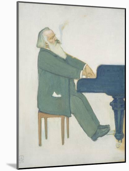 Johannes Brahms at the Piano-Willy von Beckerath-Mounted Premium Giclee Print